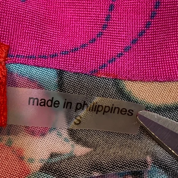 JOSIE Natori Short Robe Size Small Multicolor Print Boho Whimsy Hippie Pink - Picture 11 of 14